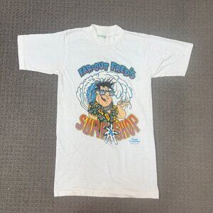 VTG Shirt Youth Small White Cotton Crewneck Graphic Tee Flintstones 90s Sufter